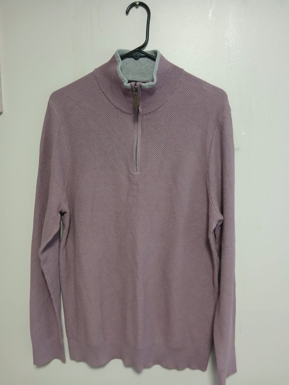 Tahari Dusty Lavender Quarter-Zip Men's Sweater